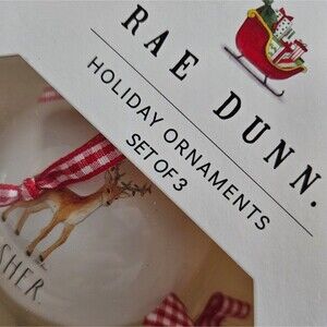 Rae Dunn Christmas Holiday Ornaments Dancer/Dasher/Rudolph